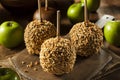 Homemade Taffy Apples with Peanuts