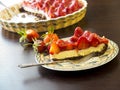 Homemade tart cake with fresh strawberries and baking mold Royalty Free Stock Photo