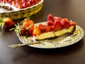 Homemade tart cake with fresh strawberries and baking mold Royalty Free Stock Photo