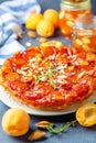 Homemade tarte tatin pie with apricots and thyme Royalty Free Stock Photo