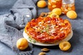 Homemade tarte tatin pie with apricots and thyme Royalty Free Stock Photo