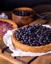 Homemade Tasty Blueberry Pie Tart Decorated With Berry Dessert Wooden Background Fresh Blueberry Vertical