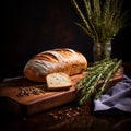 Homemade and tasty bread on cloth