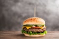 homemade tasty burgers on wood table