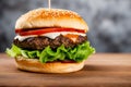 homemade tasty burgers on wood table