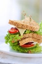 Homemade tasty vegetarian sandwich with fresh vegetables and cheese Royalty Free Stock Photo