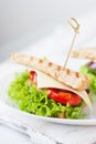 Homemade tasty vegetarian sandwich with fresh vegetables and cheese Royalty Free Stock Photo