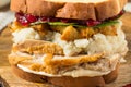 Homemade Thanksgiving Leftover Turkey Sandwich Royalty Free Stock Photo