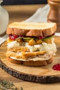 Homemade Thanksgiving Leftover Turkey Sandwich Royalty Free Stock Photo