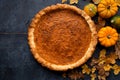 Homemade thanksgiving pumpkin pie top view Royalty Free Stock Photo