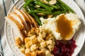 Homemade Thanksgiving Turkey Dinner with Stuffing Potatoes Royalty Free Stock Photo