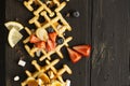 Homemade thick belgium waffles Royalty Free Stock Photo