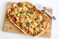 Homemade thin crust pizza Royalty Free Stock Photo