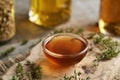 Homemade thyme syrup in a small bowl Royalty Free Stock Photo