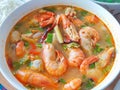 Homemade Tom Yum Koong Thai Language is prawn and lemon grass Royalty Free Stock Photo