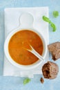 Homemade tomato basil soup Royalty Free Stock Photo