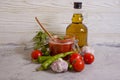 Homemade tomato kitchen italian homemade gourmet sauce preserved culinary a concrete background