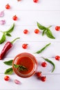 Homemade tomato sauce and fresh tomatoes. . Flat lay, top view Royalty Free Stock Photo