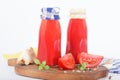 Homemade Tomato sauce, ketchup in glass bottles Royalty Free Stock Photo