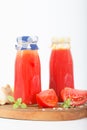 Homemade Tomato sauce, ketchup in glass bottles Royalty Free Stock Photo
