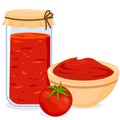 Homemade tomato sauce. Vector illustration Royalty Free Stock Photo