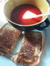 Homemade tomato soup and grilled cheese Royalty Free Stock Photo
