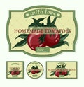 HOMEMADE TOMATOES LABELS. Sticker for homemade tomatoes in a jar. Template for a craft chef