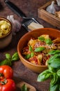 Homemade tortellini with tomato sauce Royalty Free Stock Photo