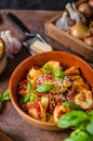 Homemade tortellini with tomato sauce Royalty Free Stock Photo