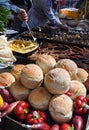 Homemade traditional buns of bread, authentic rustic recipe on counter top during food festival