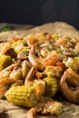 Homemade Traditional Cajun Shrimp Boil Royalty Free Stock Photo