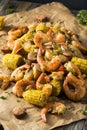 Homemade Traditional Cajun Shrimp Boil Royalty Free Stock Photo