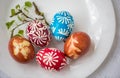 Homemade traditional decorated Eastern or Paschal eggs