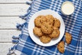 Homemade traditional oatmeal cookies with raisins healthy sweet dessert
