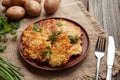 Homemade traditional potato pancakes or latke Royalty Free Stock Photo