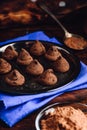 Homemade truffles with dark chocolate Royalty Free Stock Photo