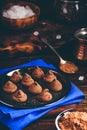 Homemade truffles with dark chocolate Royalty Free Stock Photo