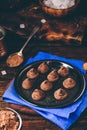 Homemade truffles with dark chocolate Royalty Free Stock Photo