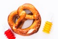 Homemade twisted knot Soft salt Pretzels on white background Royalty Free Stock Photo