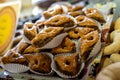 Homemade typical Moroccan and Turkish sweets with honey and pistachio