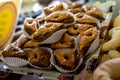 Homemade typical Moroccan and Turkish sweets with honey and pistachio