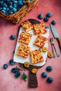 Homemade vegan German plum cake (Zwetschgenkuchen) with yeast dough and crumbles Royalty Free Stock Photo