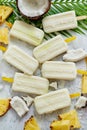 Homemade vegan popsicles made with coconut milk and pineapple. Delicious healthy summer snack