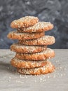 Homemade Vegan Tahini Cookies in stack Royalty Free Stock Photo
