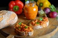 Homemade vegetable salad and bread