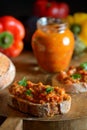 Homemade vegetable salad and bread