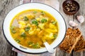 Homemade vegetable soup with broccoli, cauliflower, carrots in a bowl Royalty Free Stock Photo