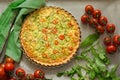 Homemade vegetarian pie with carrots and squash