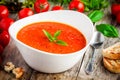 Homemade vegetarian tomato cream soup