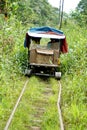 Homemade vehicle on train tracks in Alto Tambo, Ecuador